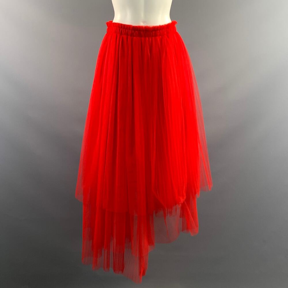 MSGM Size 6 Red Polyamide Mesh Asymmetrical Skirt